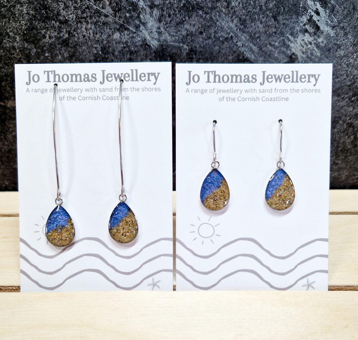 Shoreline Tear drop earrings Lilac flash £8-£10 – Jo Thomas Jewellery